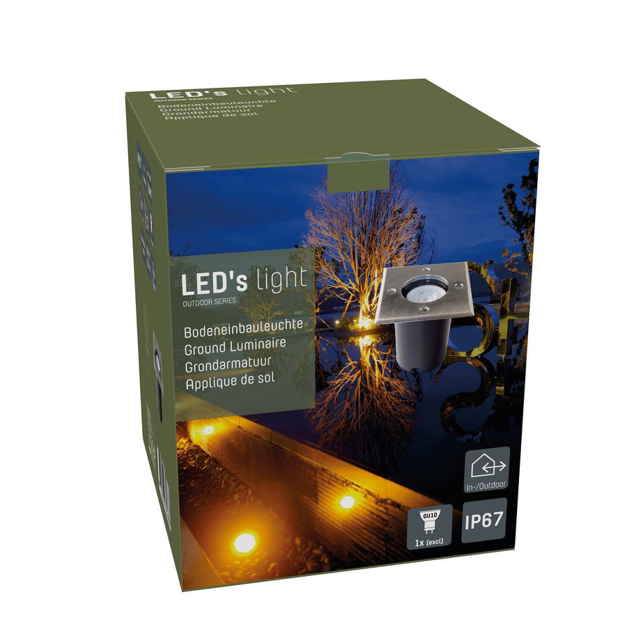 LED's Light RVS LED Grondspot inbouw vierkant - Voor oprit en tuin - IP67 waterdicht - Zilver Grondspotjes led.gl