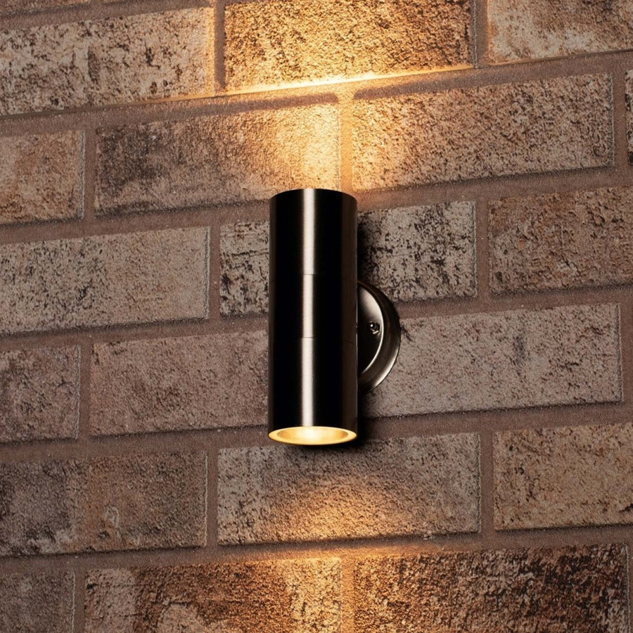 3 pack LED's Light RVS LED Muurlamp Buiten - Spot met 2 x GU10 fitting - Model Catania - IP44 - Zilver Spotjes led.gl