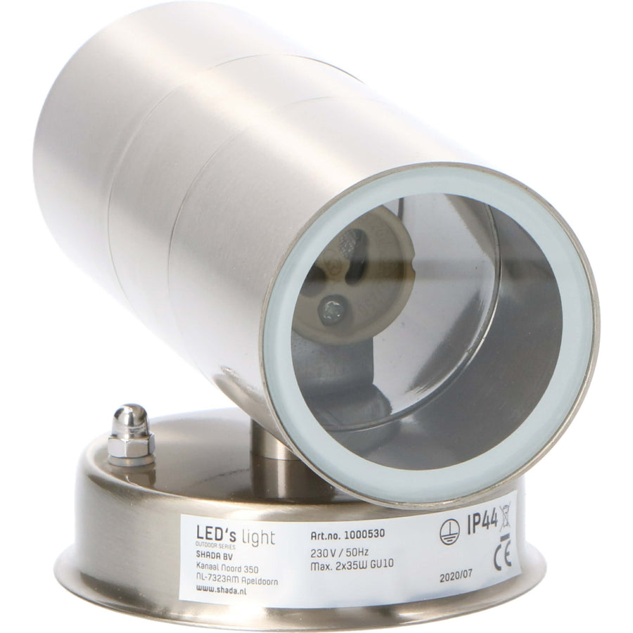 3 pack LED's Light RVS LED Muurlamp Buiten - Spot met 2 x GU10 fitting - Model Catania - IP44 - Zilver Spotjes led.gl