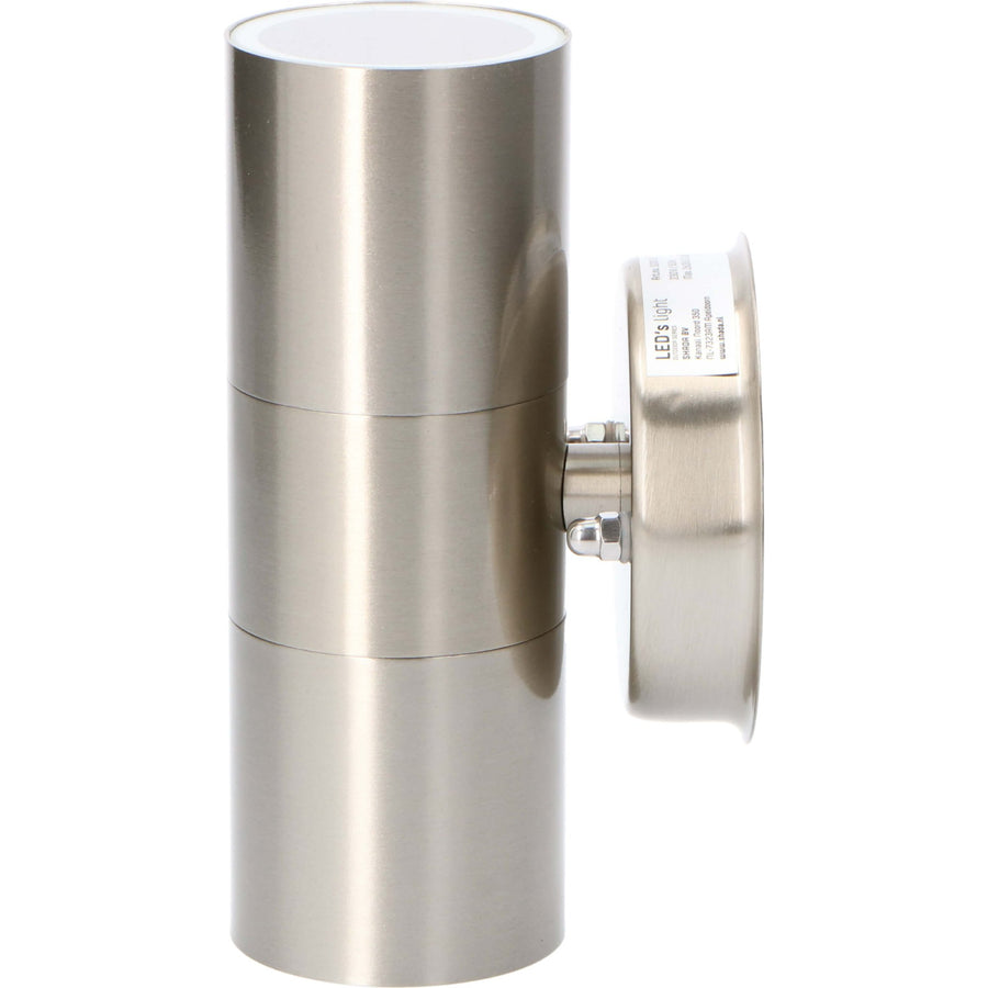 3 pack LED's Light RVS LED Muurlamp Buiten - Spot met 2 x GU10 fitting - Model Catania - IP44 - Zilver Spotjes led.gl