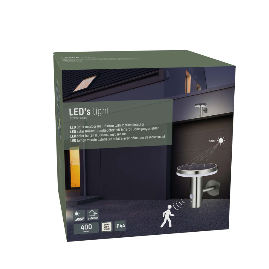 RVS Solar LED Buitenlamp met bewegingssensor - Draadloos - 3 standen - Zilver Buitenlampen led.gl