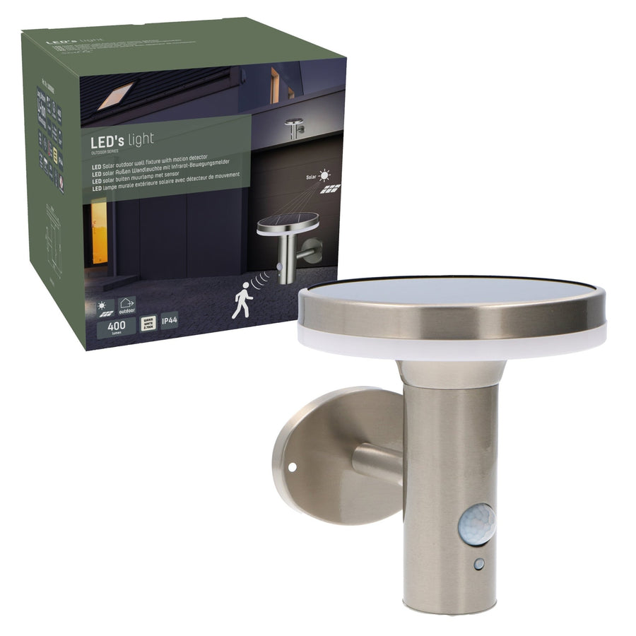 RVS Solar LED Buitenlamp met bewegingssensor - Draadloos - 3 standen - Zilver Buitenlampen led.gl