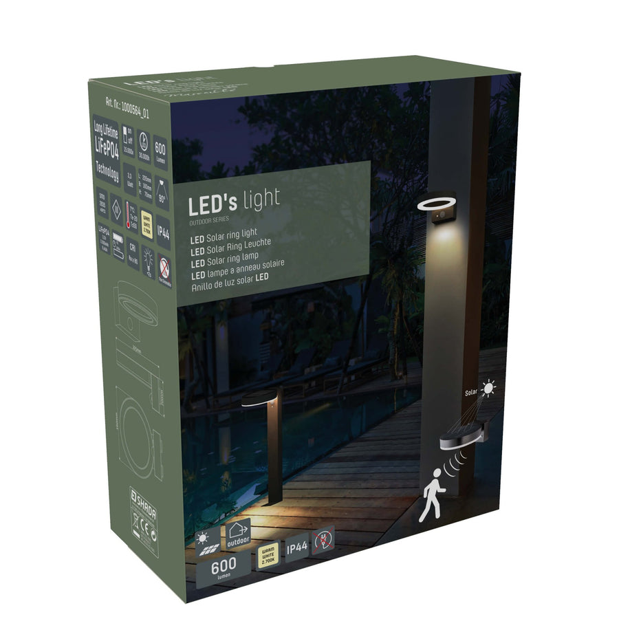 RVS Solar LED Buitenlamp met bewegingssensor - Draadloos - 3 standen - Zwart Buitenlampen led.gl