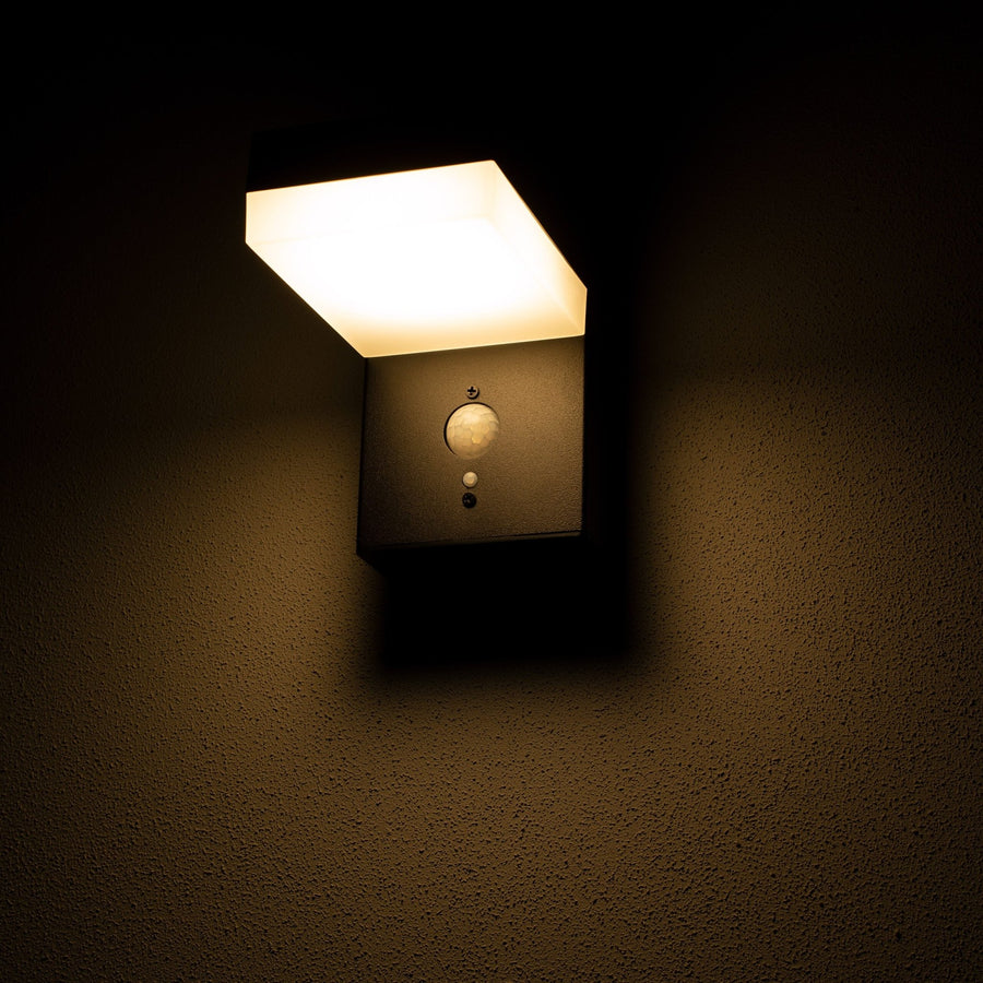 LED's Light RVS Solar LED Muurlamp met Bewegingssensor - Draadloos - Vierkant - 3 standen - Zwart Buitenlampen led.gl