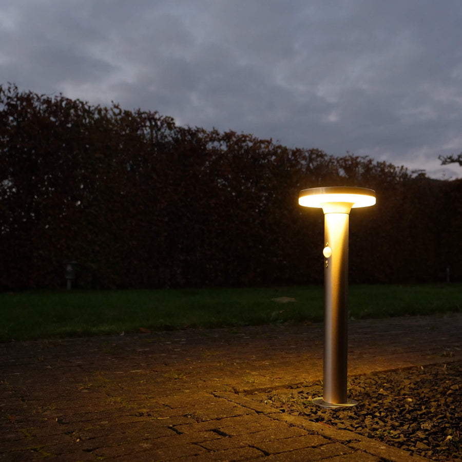 LED's Light RVS Solar LED Tuin Lantaarnpaal met Bewegingssensor - Draadloos - 3 standen - Zilver Lantaarns led.gl