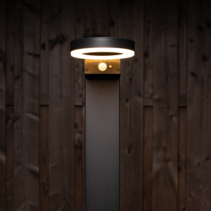 LED's Light RVS Solar LED Tuin Lantaarnpaal met Bewegingssensor - Draadloos - 3 standen - Zwart Lantaarns led.gl