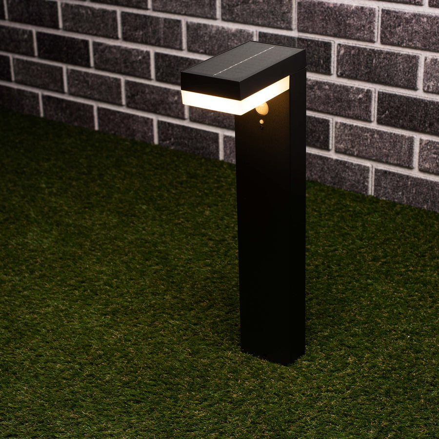 LED's Light RVS Solar LED Tuinlamp Paallamp met Bewegingssensor - Draadloos - 3 standen - Zwart Buitenlampen led.gl