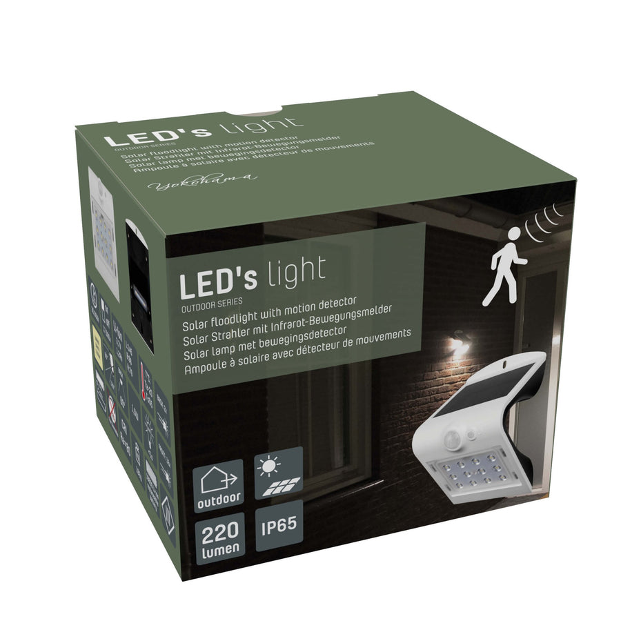 LED's Light Solar LED Wandlamp met Bewegingssensor 220 - 3 lichtstanden - Automatisch aan/uit - Wit Buitenlampen led.gl