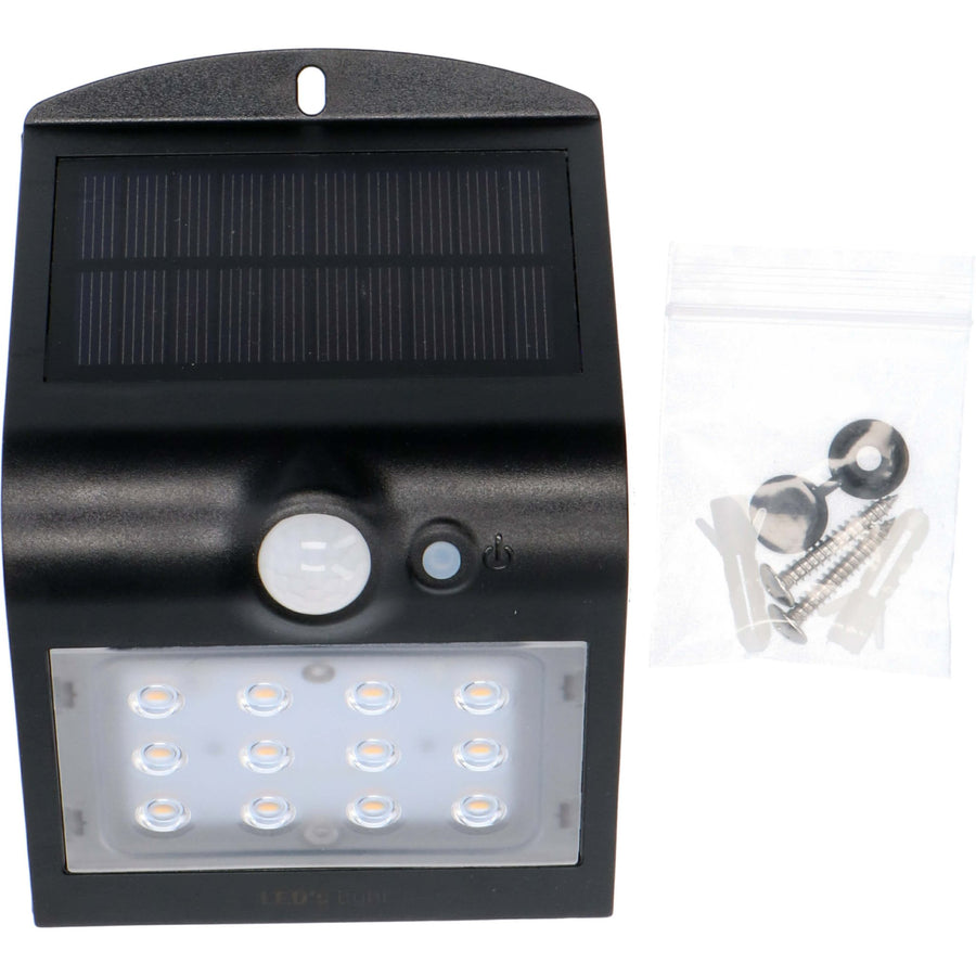 LED's Light Solar LED Buitenlamp met Bewegingssensor 220 - 3 lichtstanden - Automatisch aan/uit - Zwart Buitenlampen led.gl