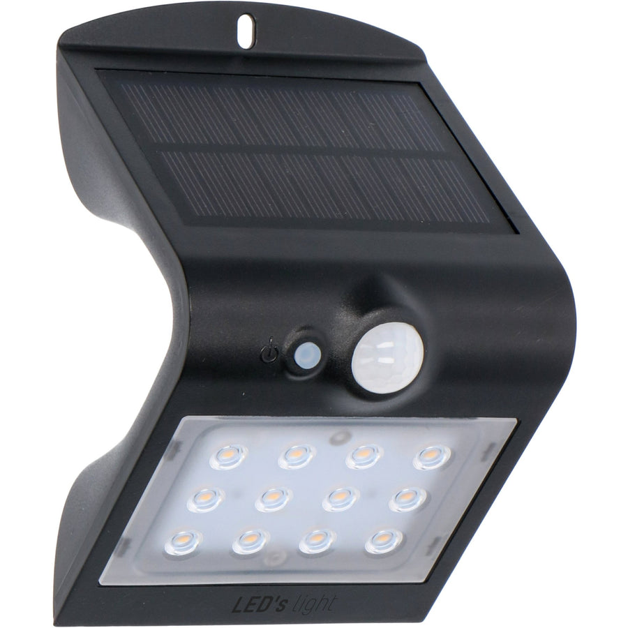 LED's Light Solar LED Buitenlamp met Bewegingssensor 220 - 3 lichtstanden - Automatisch aan/uit - Zwart Buitenlampen led.gl
