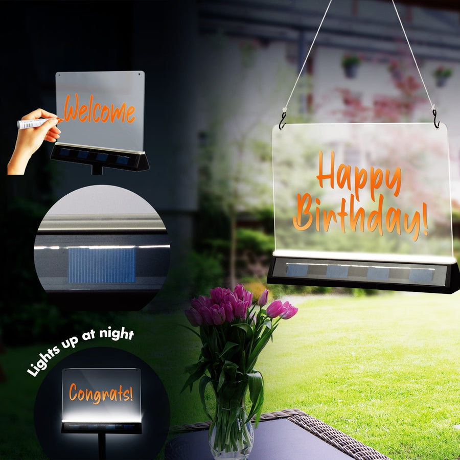 LED's Light Solar LED Display Schrijfbord Buiten - Draadloos op zonne-energie - Incl. Stift Schrijfborden led.gl