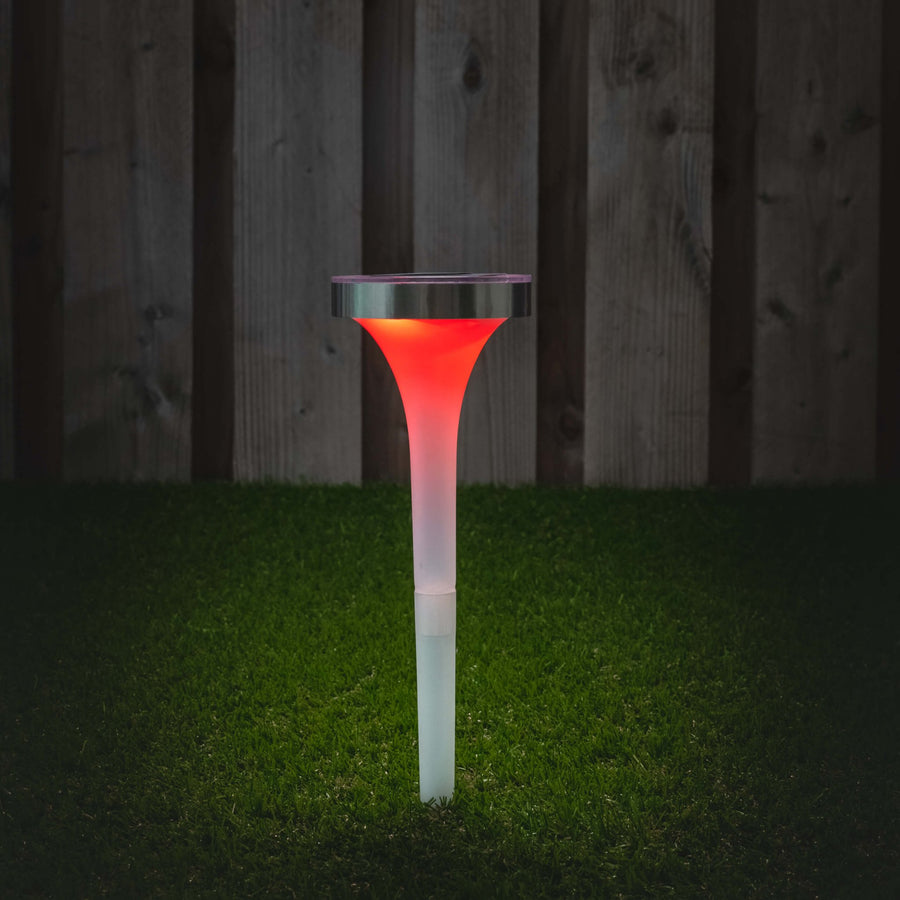Solar LED Prikspot met sensor - Warm wit + RGB - Auto aan/uit - Tours - 32 cm Prikspotjes led.gl
