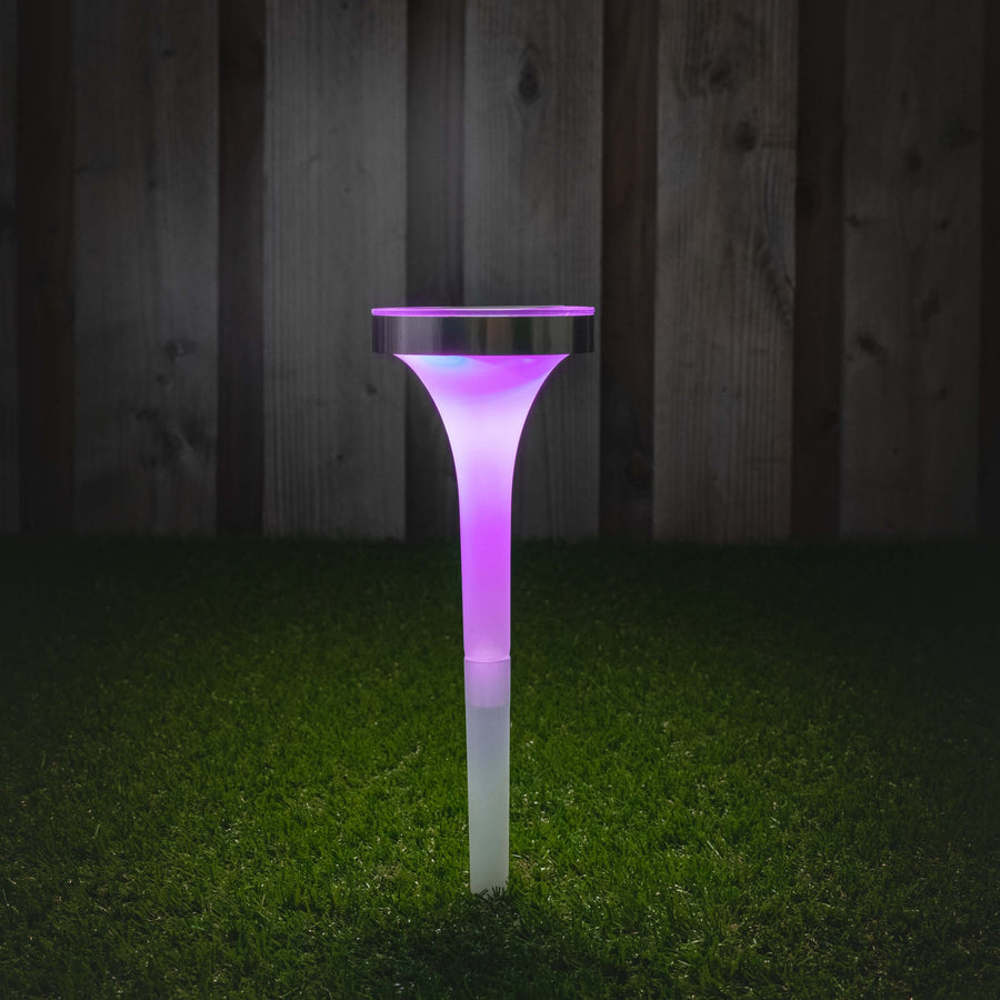 Solar LED Prikspot met sensor - Warm wit + RGB - Auto aan/uit - Tours - 32 cm Prikspotjes led.gl