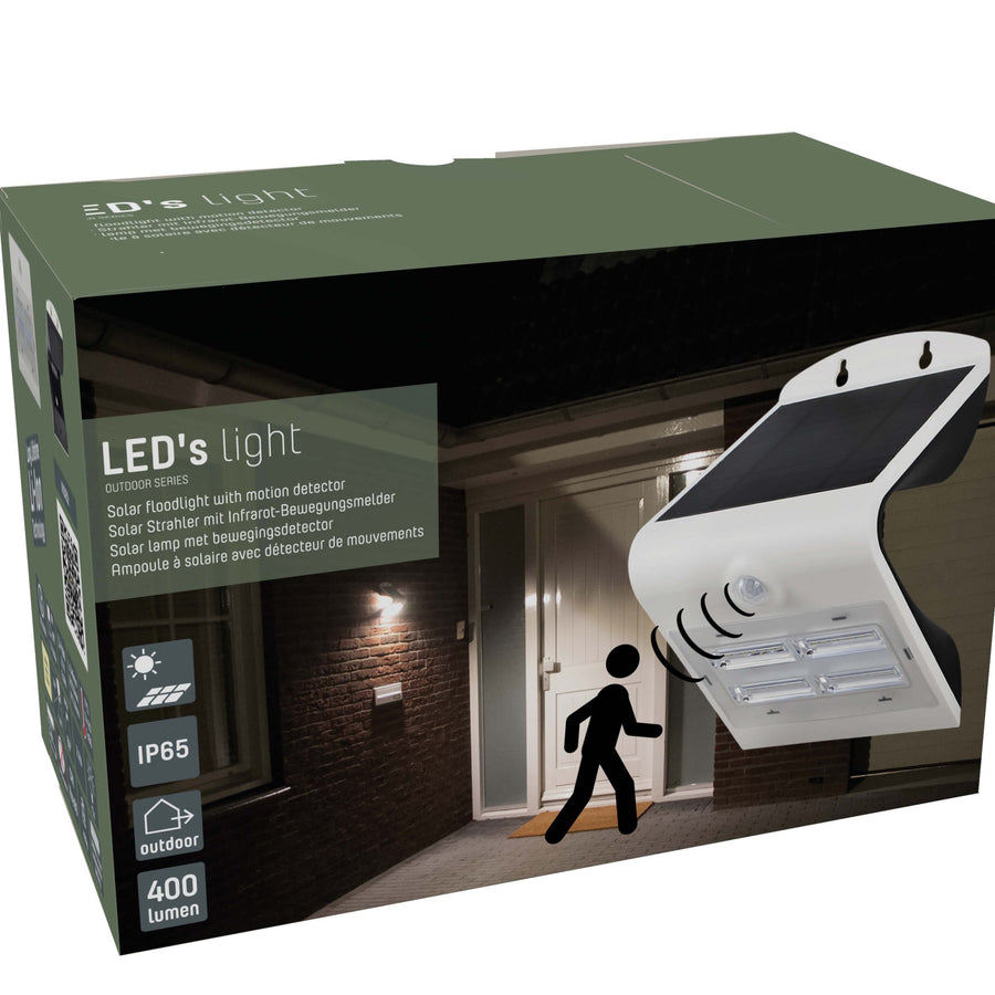 LED's Light Solar LED Wandlamp met Bewegingssensor 400 - 3 lichtstanden - Automatisch aan/uit - Wit Wandlampen led.gl
