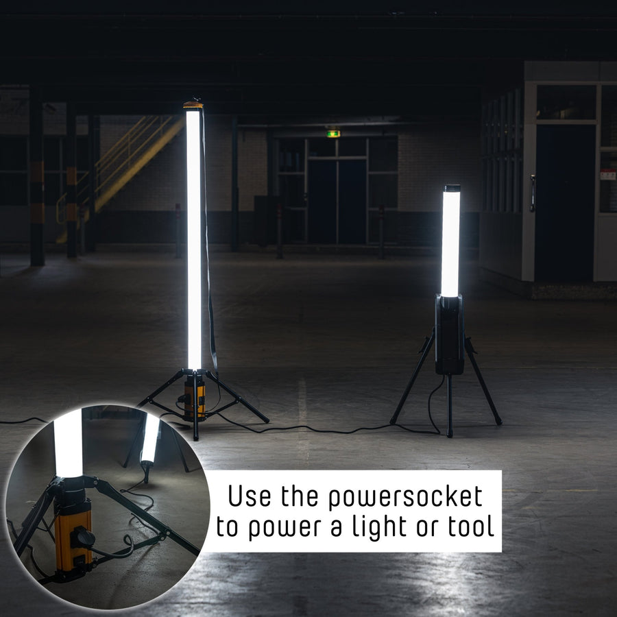 LED's Work Tripod Bouwlamp 12000 - 360 graden rondom licht - Extra stopcontact aansluiting - IP54 waterdicht - 100W Bouwlampen led.gl