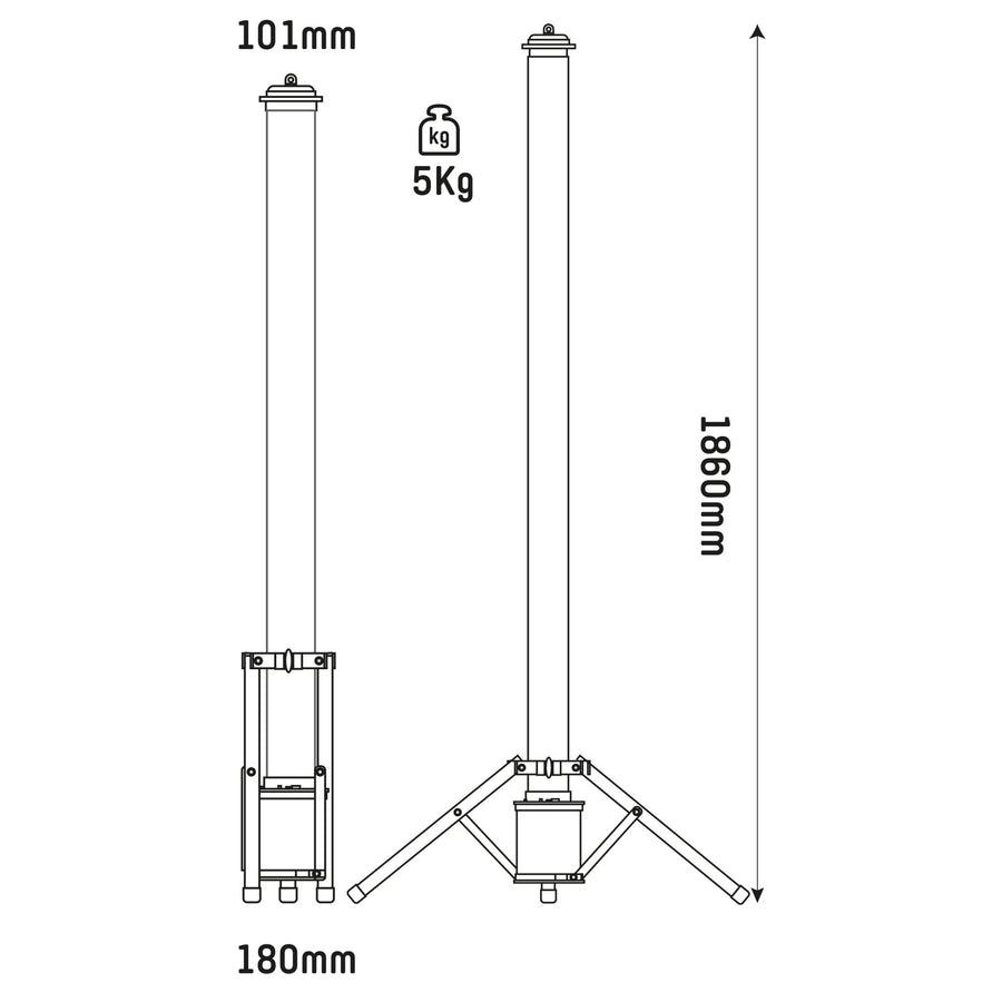 LED's Work Tripod Bouwlamp 12000 - 360 graden rondom licht - Extra stopcontact aansluiting - IP54 waterdicht - 100W Bouwlampen led.gl