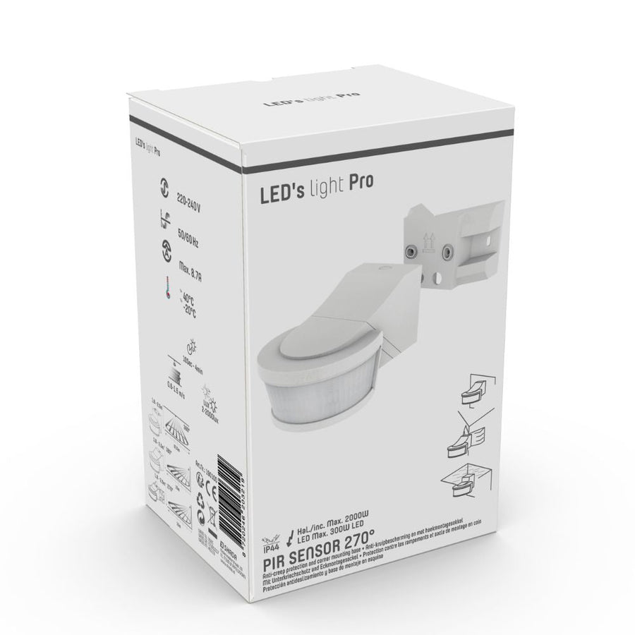 LED's Light Pro Bewegingssensor met Hoekprofiel - Universeel - 12 meter bereik - Wit Sensoren led.gl