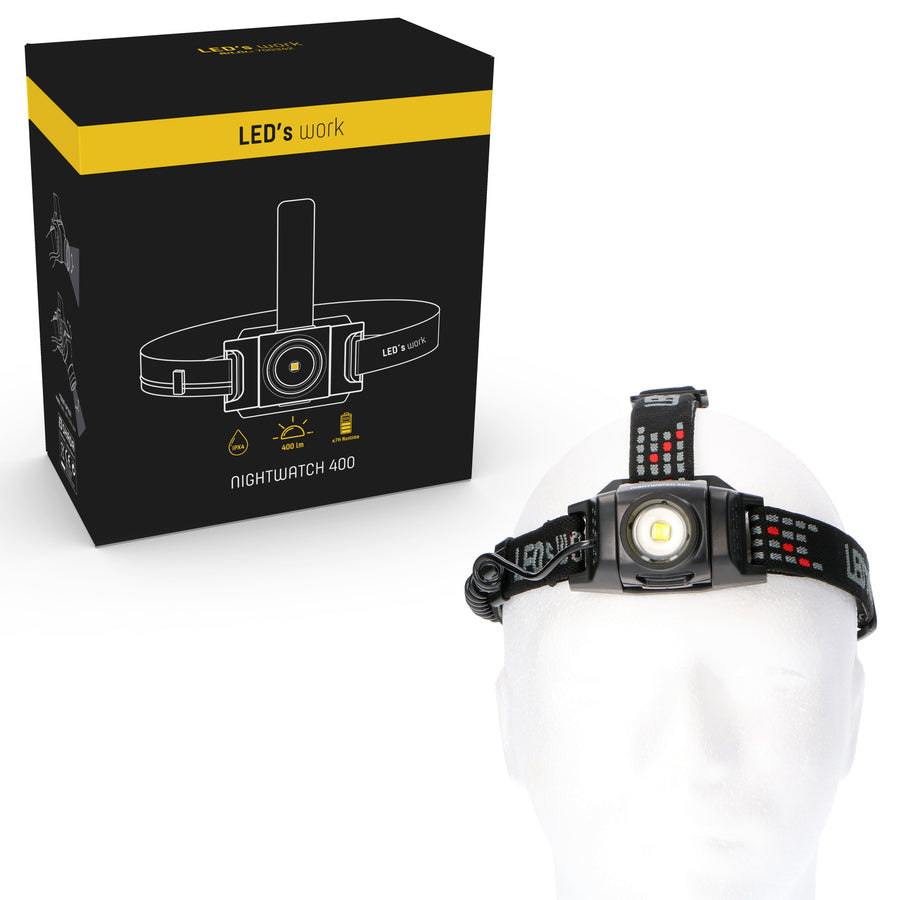 LED's Work Hoofdlamp op batterijen - Met zoomfunctie - Dimbaar - IP44 waterdicht - 400 Lumen Hoofdlampen led.gl