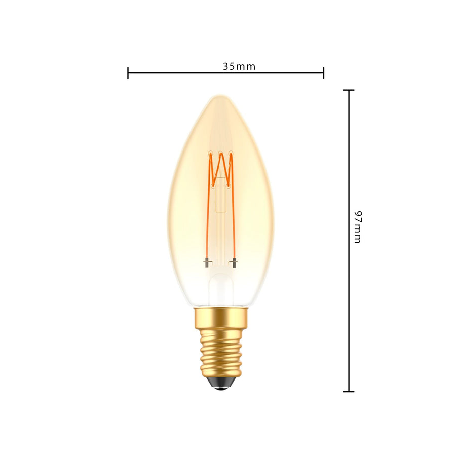 LED's Light LED Kaarslamp goud E14 - Gloeilamp design - Dimbaar extra warm wit - 1800K Decoratieve Lichtbronnen led.gl