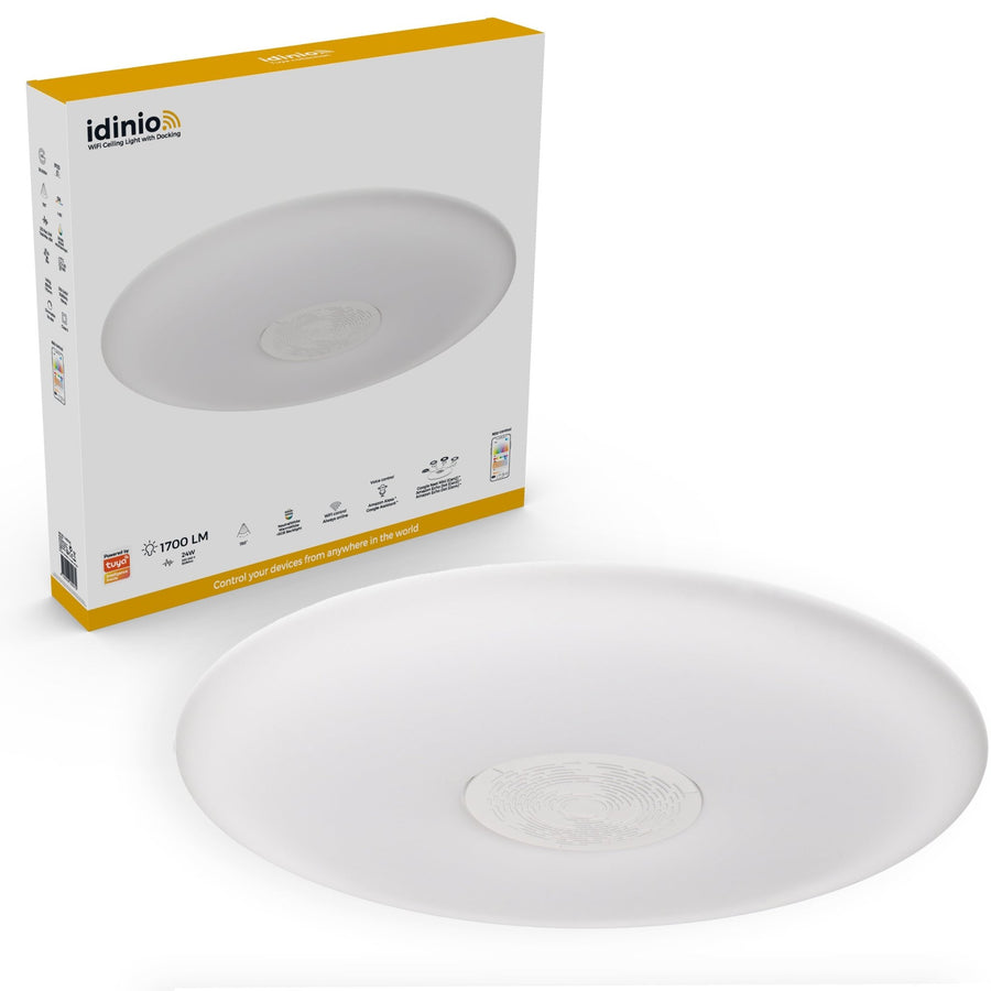 VoiceControl LED Plafondlamp 50 cm met Google Nest & Amazon Echo Dot houder - Bedienbaar met App Slimme lampen led.gl